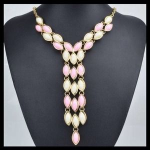Brand new pink cute y shape necklace :):)