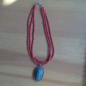 Gorgeous southwestern turquoise seed bead necklace