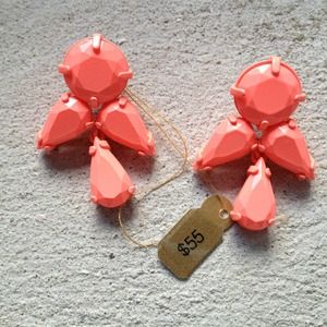 J. Crew neon coral stone coated earrings