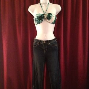 H&m bikini tie dye top only work once&gap jeans