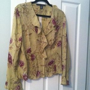 Ellen Tracy 100% silk jade blouse