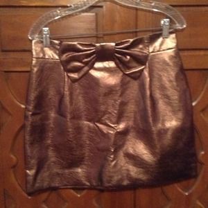 Copper metallic mini skirt