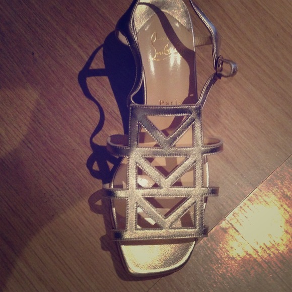 New gold christian louboutin heels