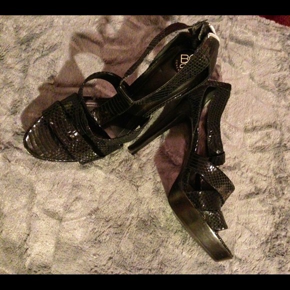 Black snake skin heels