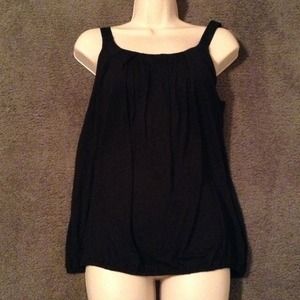 Black Blousy Tank with Ribbon Shoulder Straps