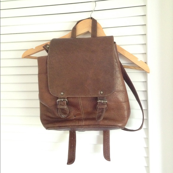 Vintage brown leather backpack