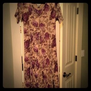 Floral print lace ankle length dress.