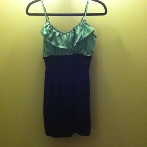 Forever21 Seafoam and Black Flouncy Party Dress