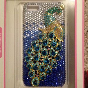 iPhone 4 4s 5 3D bling diamond peacock case