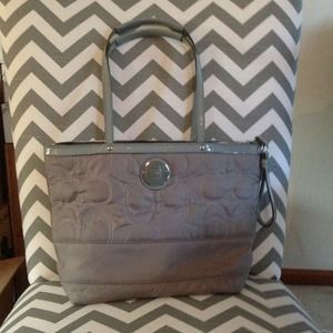 REDUCED!! Coach Grey Signature Stitch Nylon Tote