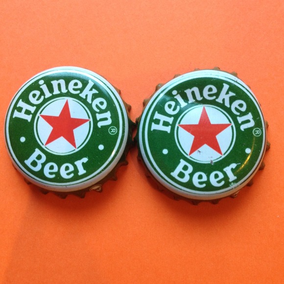Heineken beer bottle Cap Earrings.