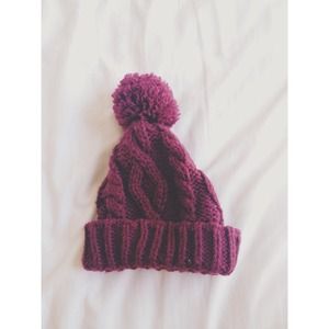 Burgundy Pom Beanie