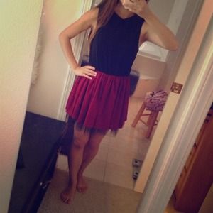 Wine Red & Black Dress