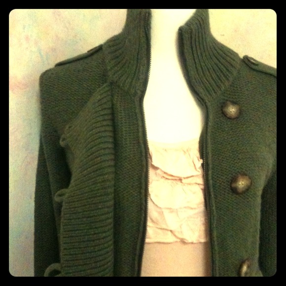 American Eagle Outfitters Sweaters - Olive green zipper/buttoned mock necked sweater :)