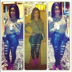 Black slash cut leggings