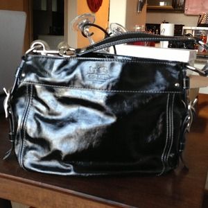 Patent leather Coach Bag with shoulder strap.