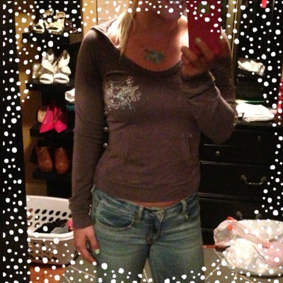 Forever 21 Gray Fitted, Thin Sweatshirt