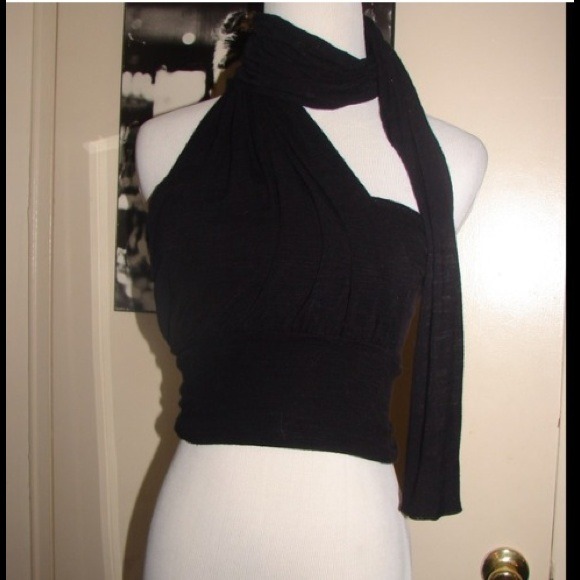 SOLD 3x PICK BLACK BANDEAU TOP WITH LONG SCARF MED - Picture 2 of 3
