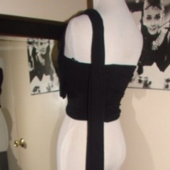 SOLD 3x PICK BLACK BANDEAU TOP WITH LONG SCARF MED - Picture 3 of 3