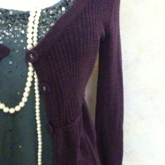 American Eagle Outfitters Tops - Dark purple sweater cardigan