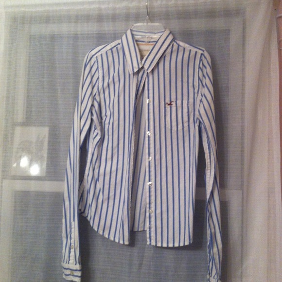 Hollister Tops - Blue and navy striped button down top Hollister Tops - Blue and navy striped button down top