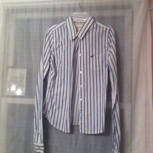 Hollister Tops - Blue and navy striped button down top Hollister Tops - Blue and navy striped button down top
