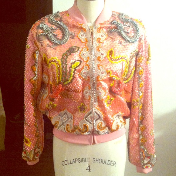 Vintage beaded baseball  jacket