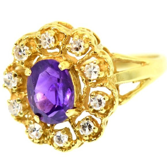 14K Amethyst and Diamond Ring - Picture 2 of 4