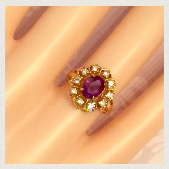 14K Amethyst and Diamond Ring - Picture 4 of 4