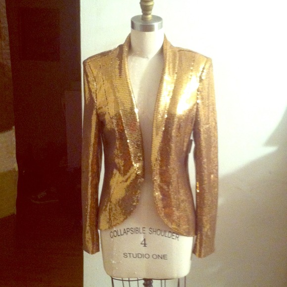 Gold Sequin tuxedo blazer
