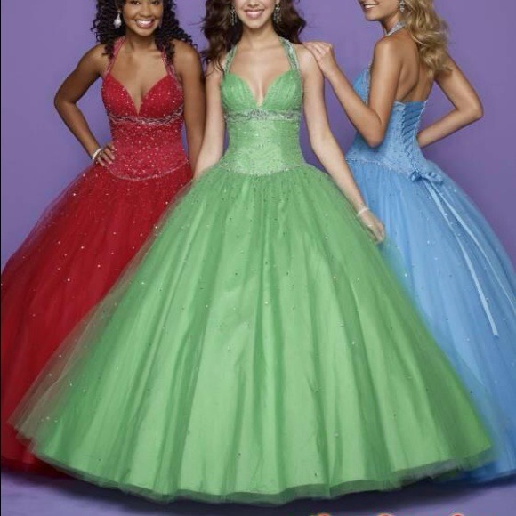 Green Halter Prom Dress