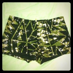 Gold and black shorts