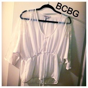 BCBG silk and lace detail tunic