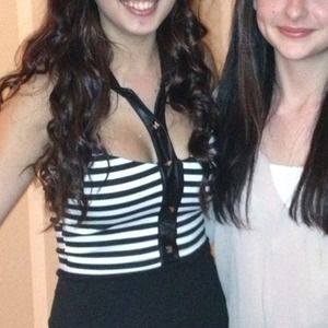 STRIPED CROP WITH LEATHER COLLAR