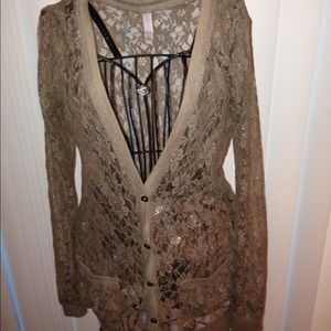 H&M lace light brown cardigan