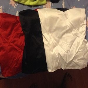3 Strapless classy silk tops