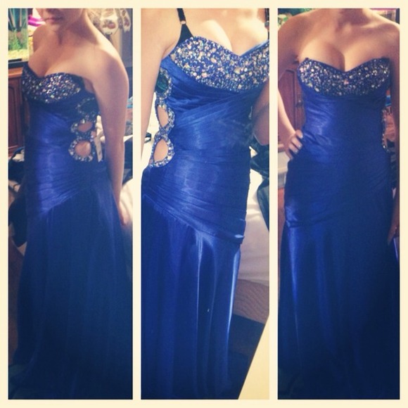 Royal Blue Long Silk Prom Dress