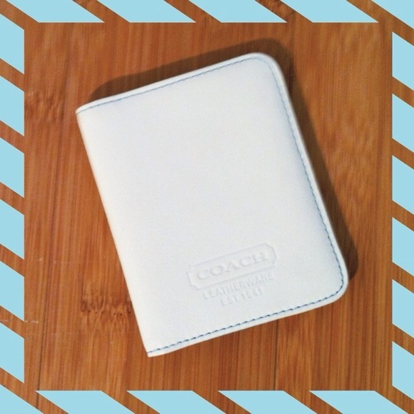 COACH white leather photo frame