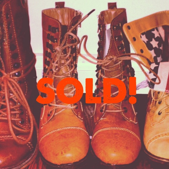 ❗RESERVED❗CARAMEL LACE UP BOOTS!!! With studs! - Picture 1 of 4