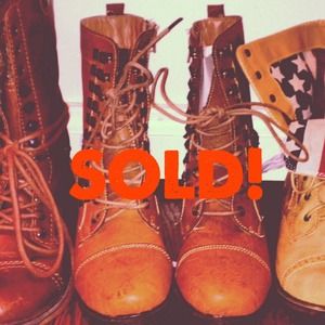 ❗RESERVED❗CARAMEL LACE UP BOOTS!!! With studs!