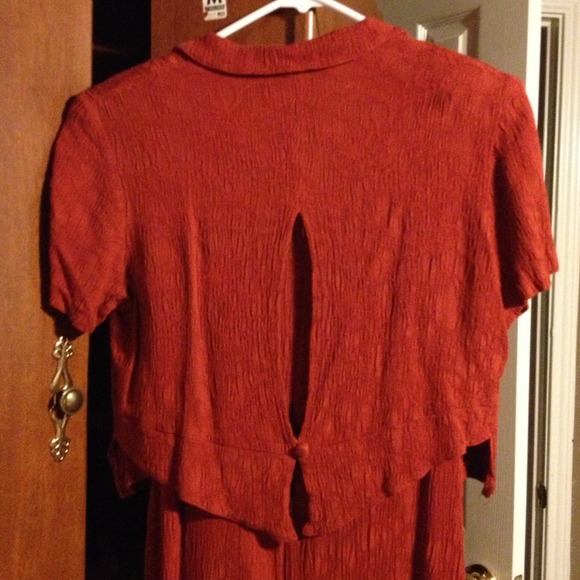 Teddi Dresses - Crinkle dress and cover, burnt orange/rust shade Teddi Dresses - Crinkle dress and cover, burnt orange/rust shade