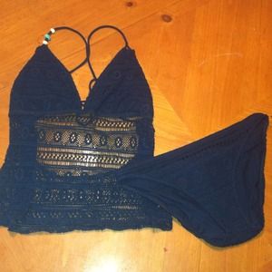Ralph Lauren navy crochet tankini