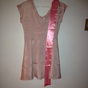 Light pink polka dot dress with sash