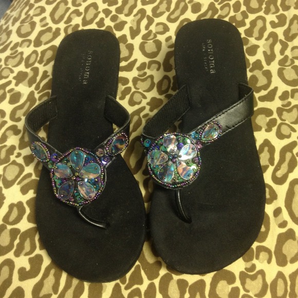 Beaded black sandals