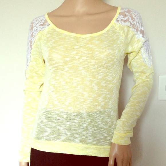 Sweaters - 🎉SALE🎉Neon Yellow Lace Sweater - Medium