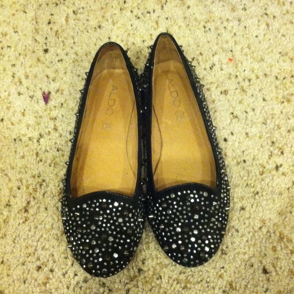 ALDO black studded flats
