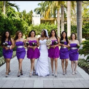 Purple express strapless dress