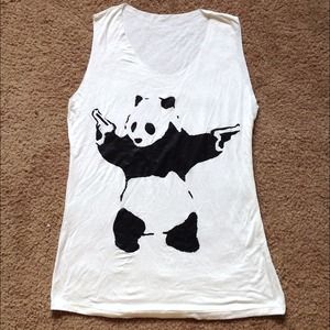 Black and White Panda Tank Top