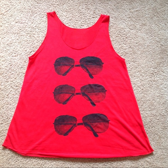 Red Aviator Sunglasses Tank Top