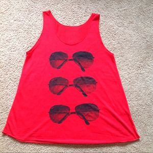 Red Aviator Sunglasses Tank Top